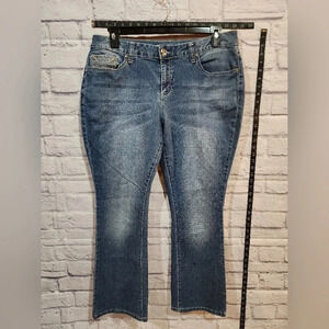 Est 1943 Denim Jeans with Pink/Wh Stitching and Jewels Size 18 WP